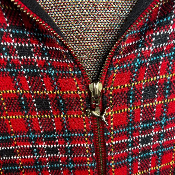 Vintage Y2k Puma Women's Plaid Full Zip-Up Jacket with Elbow Patch Size L - Picture 3 of 7